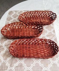 Brown oval shape wicker basket set of 3