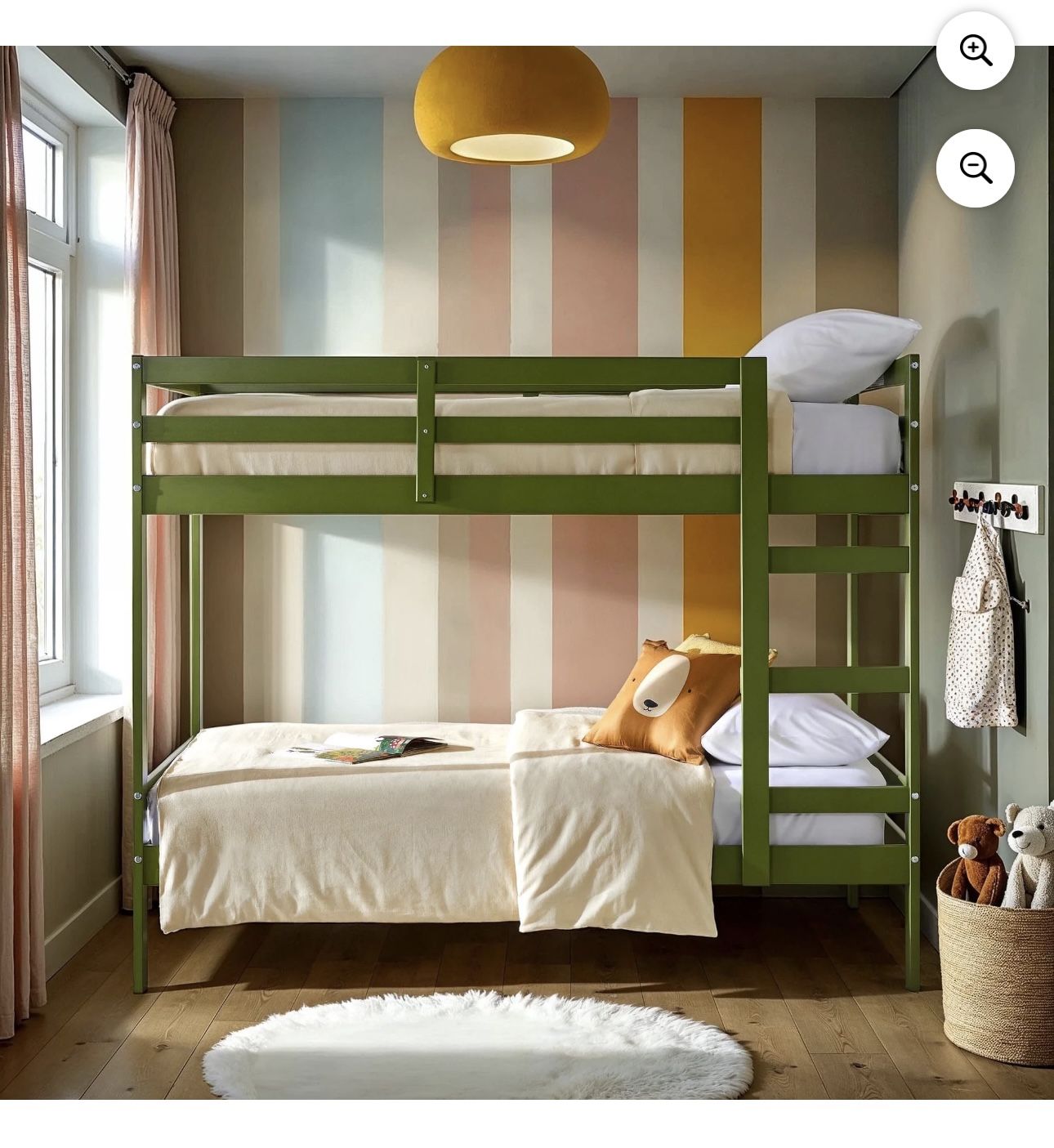 Sophie Solidwood Twin over Twin Bunk Bed - Olive Green