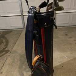Vintage Burton Golf Bag And Clubs