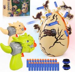 Dino Blasters,Dinosaur Nerf Guns for Boys,Electronic Shooting Games for Kids with 24 Refill Darts & 2 Dart Bands, Best Gift for 4+ Year Old Boy and Gi