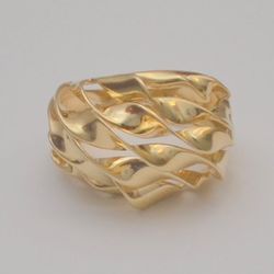 14k Yellow Gold Fancy Twisted Design Ring 6.9 Grams Size 6.5 - 6.75