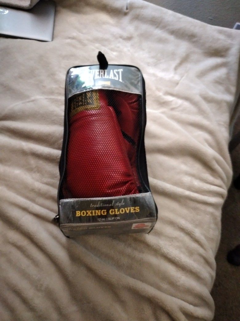 Red Traditional Style 12 Oz Slip On Everlast Boxing Gloves