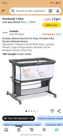 Baby bedside bassinet