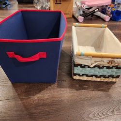 2 beautiful baskets - fabric decorated, XX Large and Large basket, 2 for $3