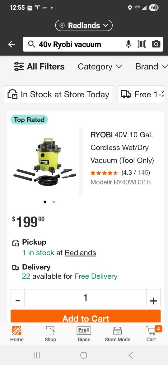 40v Ryobi Shop Vacuum TOOL Only, New, Financing Available