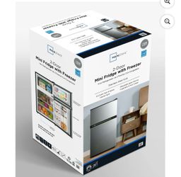 Refrigerador Mainstays Refrigerador de 2 Puertas con Congelador de 3.2 Cu. ft., Apariencia de Acero Inoxidable