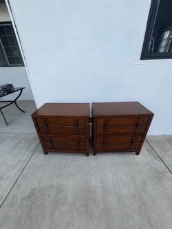 Vintage pair of Wood 3-Drawer Nightstands