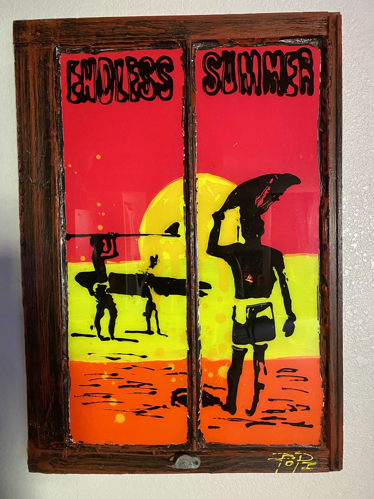 Popi Cotrell Reverse Painting On Glass Pop Art Endless Summer Surfing