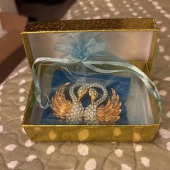 Vintage Nolan Miller Nesting Swans Brooch