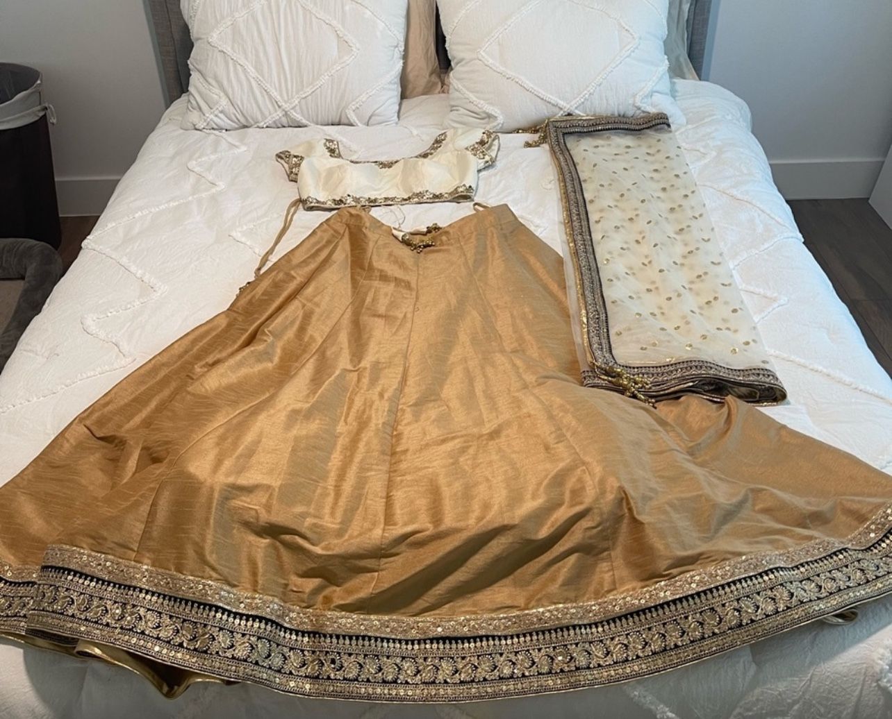 Indian Pakistani Dress Gold And Beige