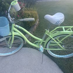 Kids Bicycle - Green Huffy Deluxe Cruiser - With Basket