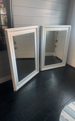 Two White Beveled Large Mirrors, 32“ X 44“