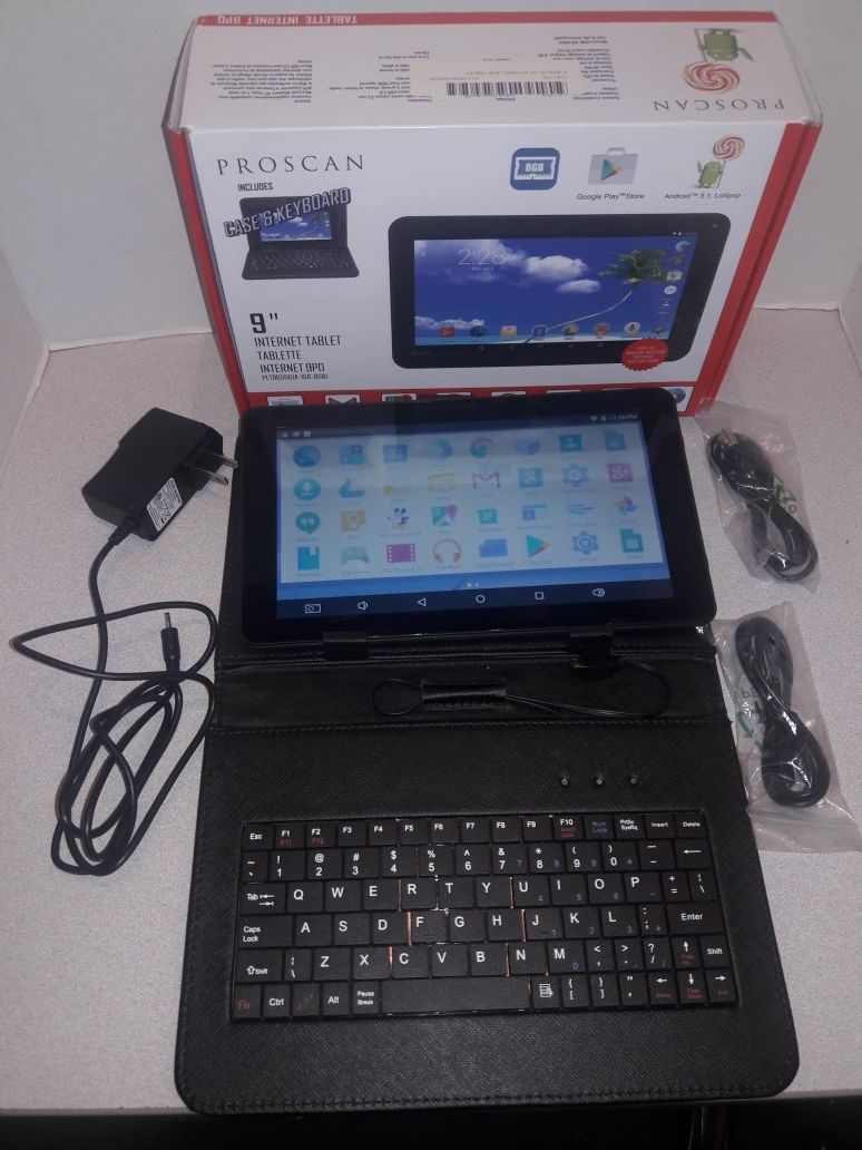 Proscan 9" internet tablet and case with keyboard