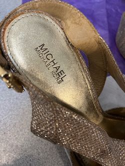 Michael Kors Gold Glitter Wedge Sandals