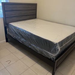 Weathered WOOD bed, dresser, nightstand & mirror