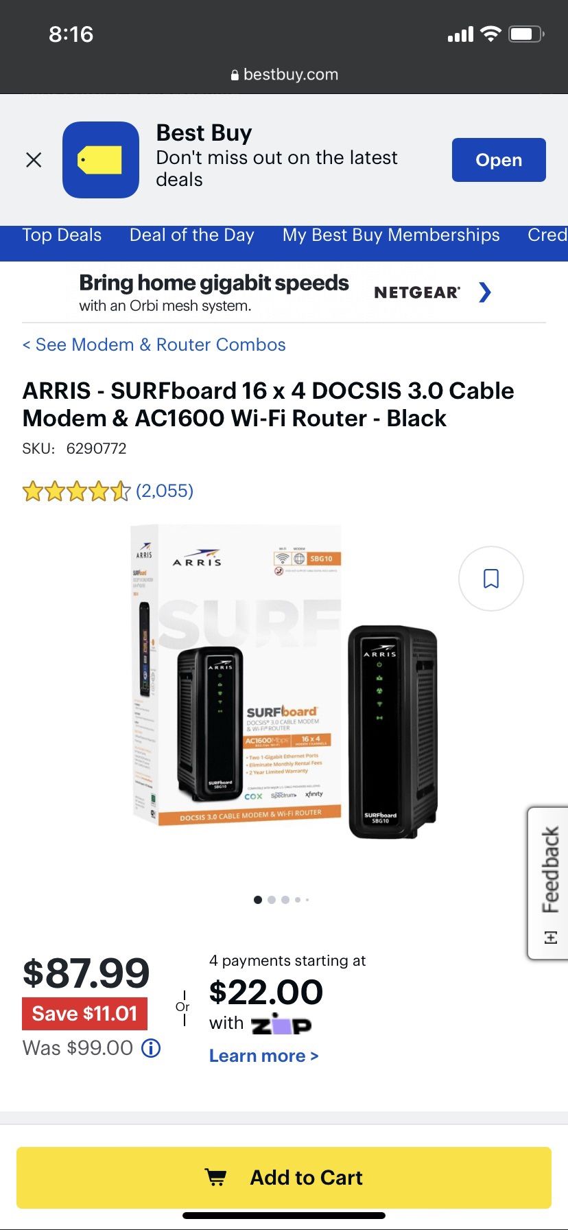 Arris Surfboard Modem + Router 