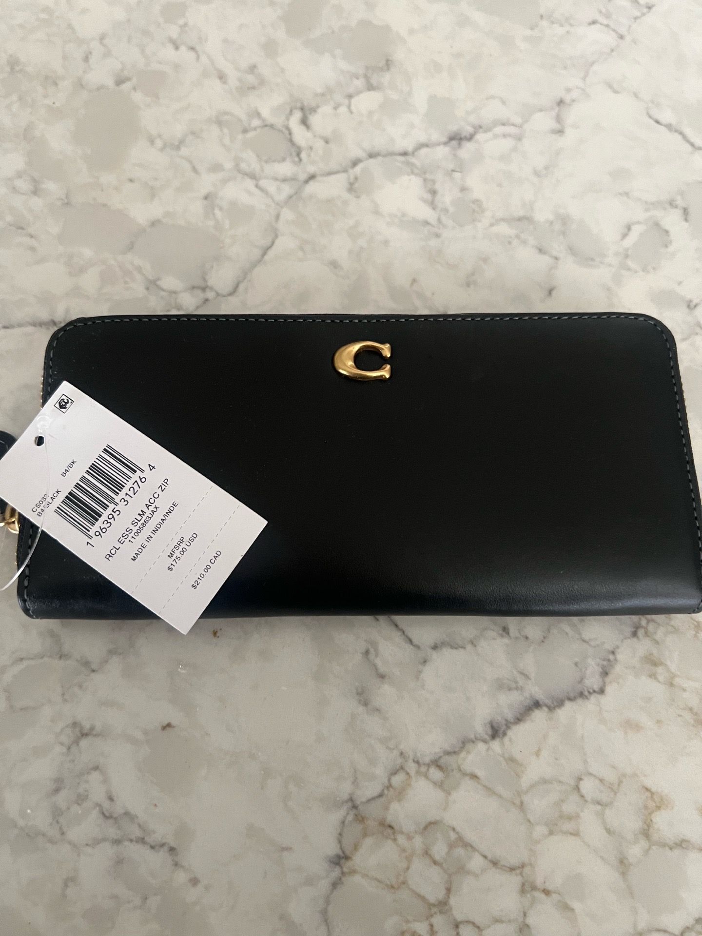 New authentic Coach Leather wallet black