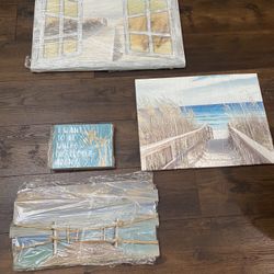 Set Of 4 Pictures Wall Decorations Beach Theme 