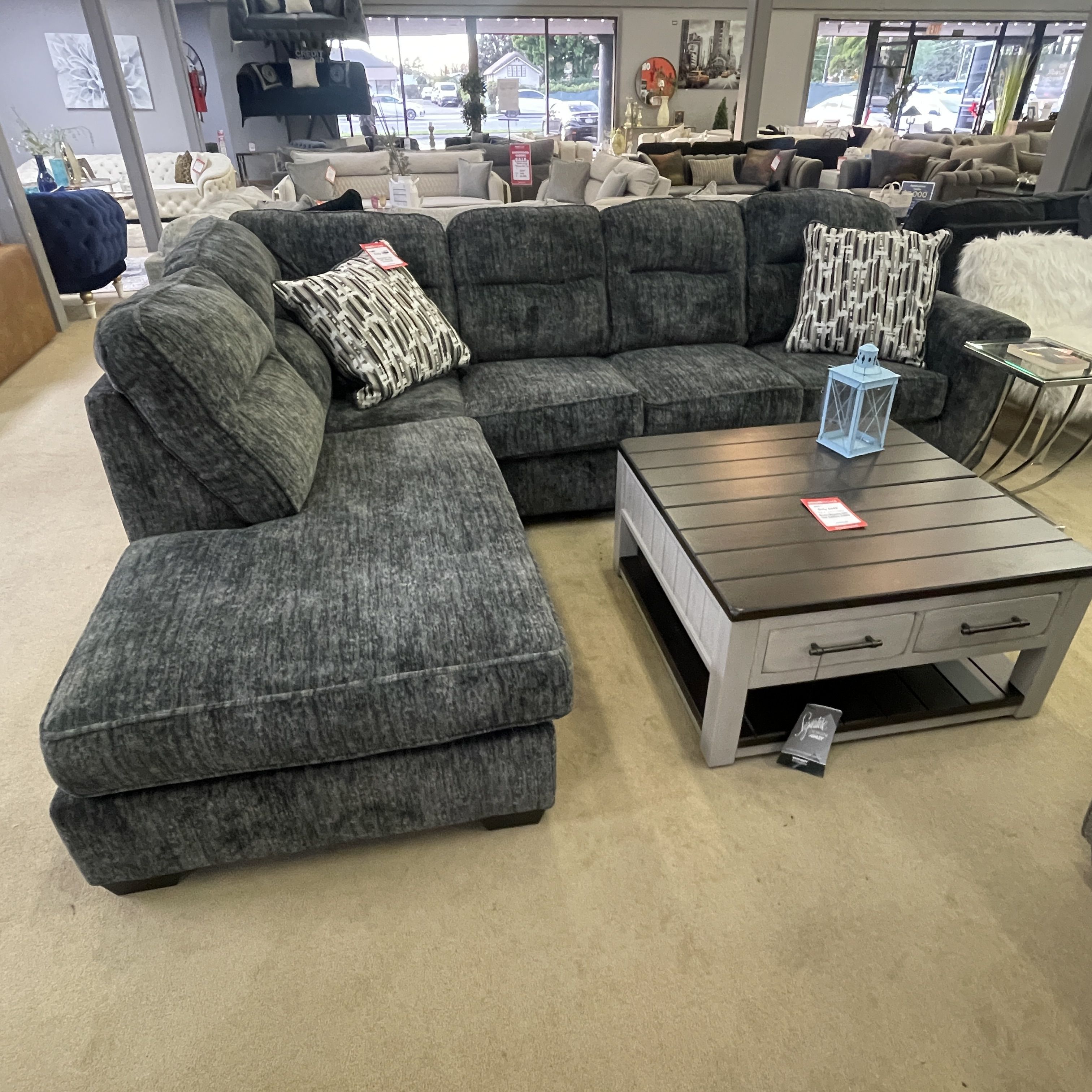 Gunmetal 2pc RAF Chaise Sectional