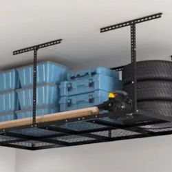 Black large garage overhead storage rack organize fleximount heavy duty metal ceiling 4x8 new