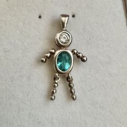 Vintage 925 sterling silver Birthstone Charms Child or Grandchild Charms Boys Gemstones CZ pendant or charm approx 1.5” In great condition