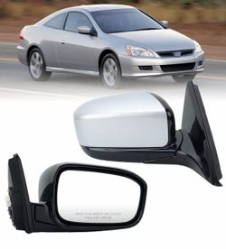 Right Passenger Silver Side Mirror Compatible with Honda Accord 2003-2007 Manual Folding Power Glass Alabaster Silver Metallic Door Mirrors Replace #H