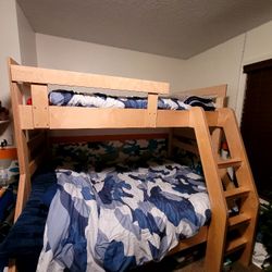 Wooden Bunk Bed- Full And Twin Mattresses Incl