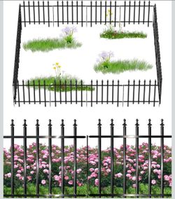 Metal Garden Fence 24in x 24ft 12-Panel Dog Barrier Yard Patio Fencing