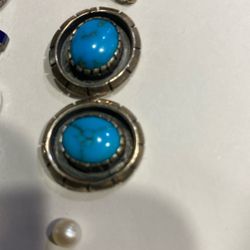 Sterling Silver And Turquoise Stud Earrings 