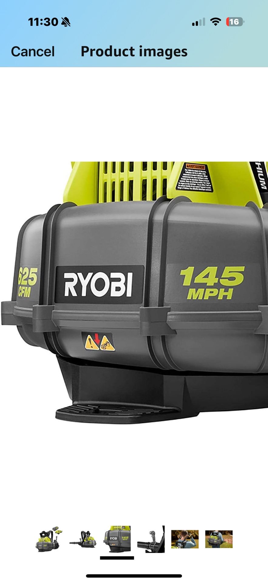 Ryobi RY40440 40 Volt 145 MPH 625 CFM Cordless Brushless Variable