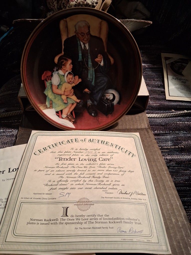 Knowles China “Tender Loving Care” by Norman Rockwell 1st Plate The Ones We Love