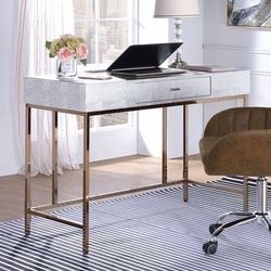 Brand New Silver/Champagne Vanity Desk with Crocodile Texture