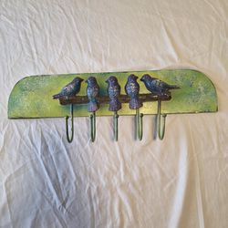 Jon Hatch Original 17" Wood And Metal Bird Wall Hook