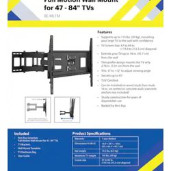 Full Motion TV Wall Mount for 47–84" TVs - Black
