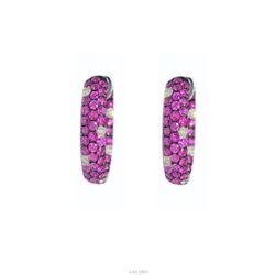 18K Gold Ruby Diamond Earrings (Jewelry Box Included)