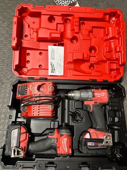 Milwaukee m18 fuel impact and hammer drill with 2x5.0 battery and charger