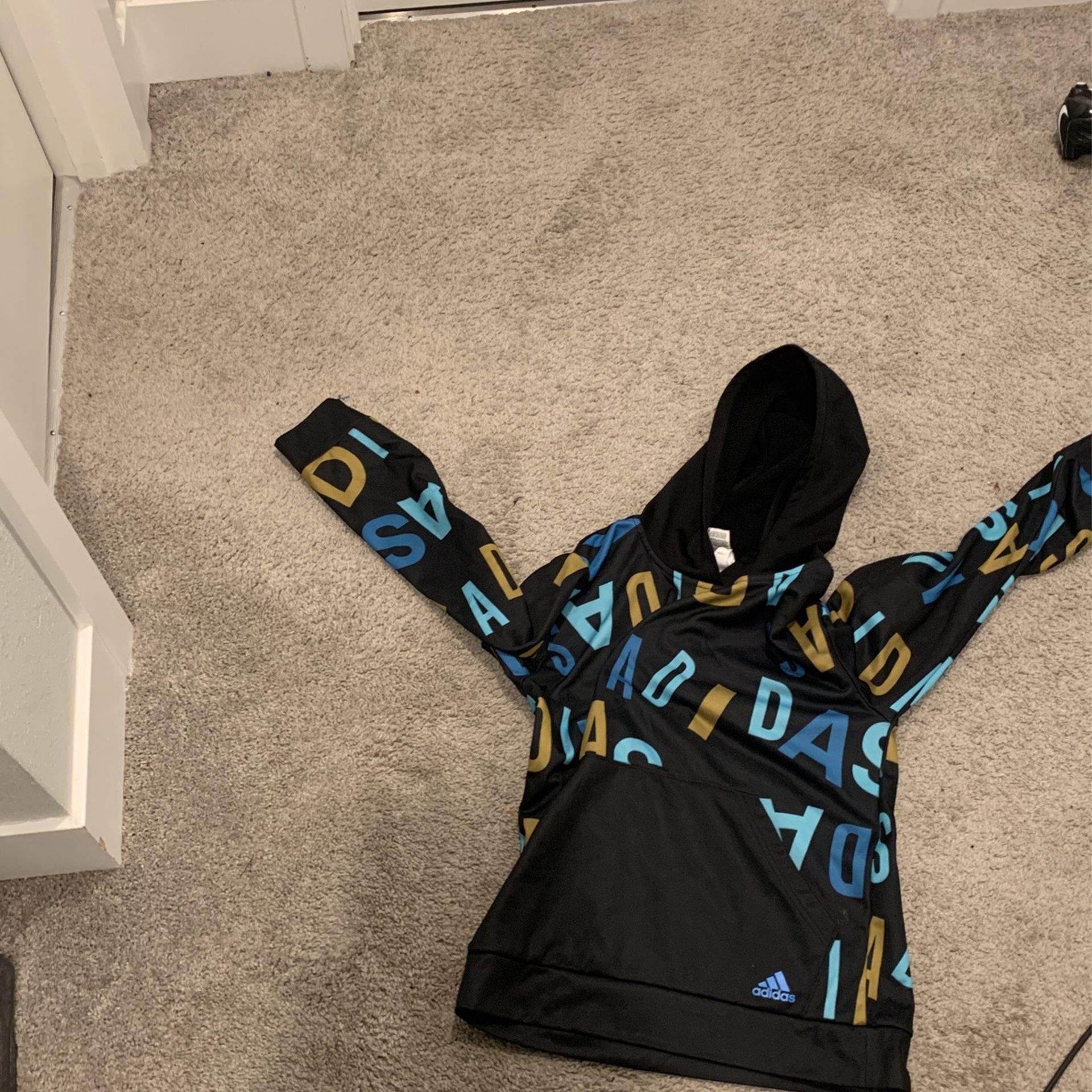 Adidas Allover Print Pullover Hoodie For Boys 14/16