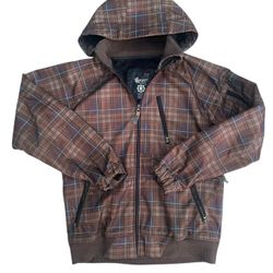 Empyre Large Unisex Brown Plaid Snowboarding Jacket Ski Jacket Snow Jacket 