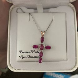 Created ruby diamond necklace