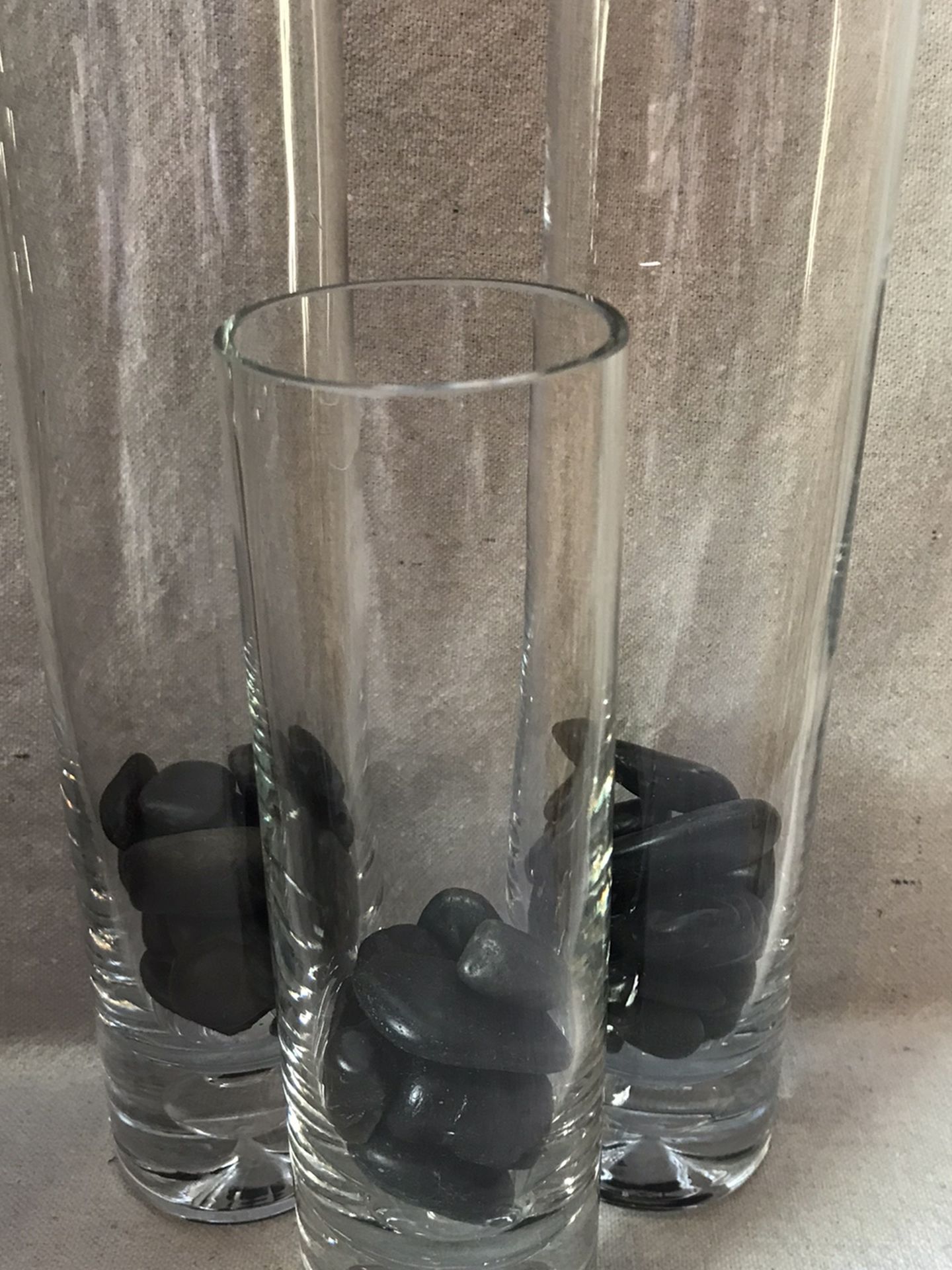 3..Clear Glass Bud Vases W/ Controlled Bottom Bubble