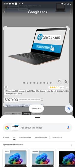 HP Spectre x360 13 2-in-1 Touchscreen Laptop