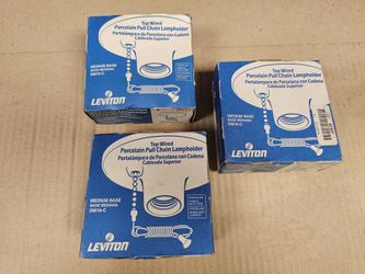 3 Porcelain Pullchain Lampholders - New In Box