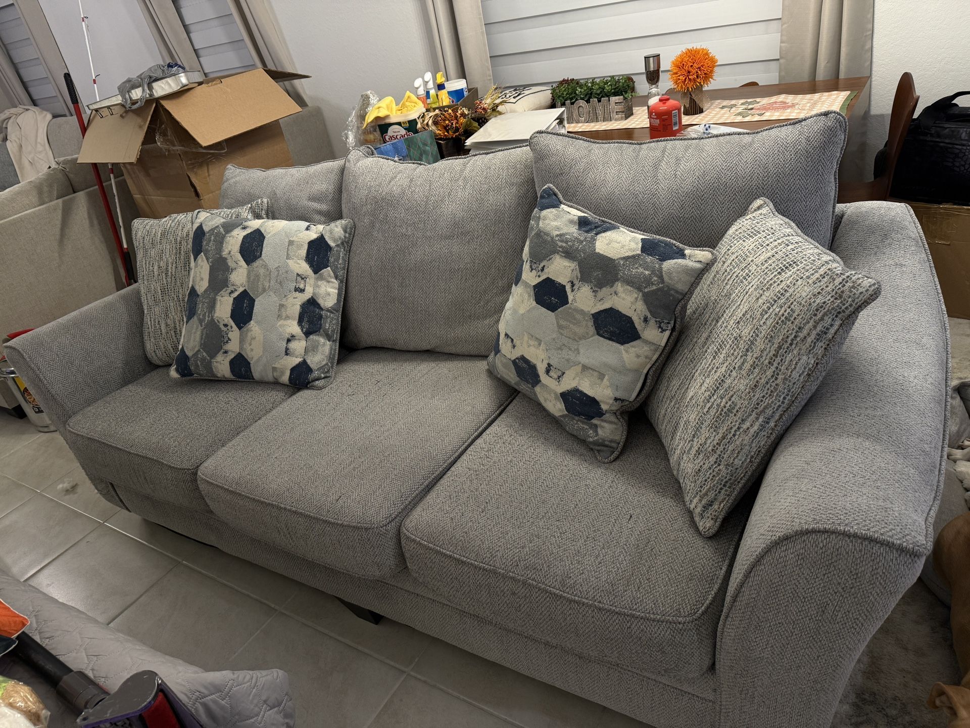Gray 3-Seater Sofa + Coffee Table Set