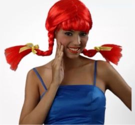 Red ponytails wig costume