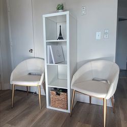 Modern leather chair with metal gold color legs