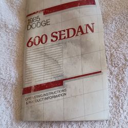 Operator's Manual For 1985 Dodge 600 Sedan