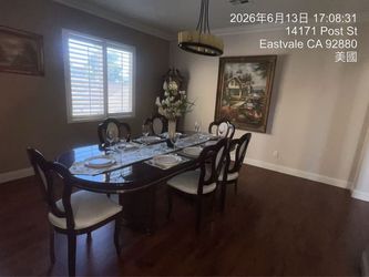 Dining table with 6 chairs, made in Italy.