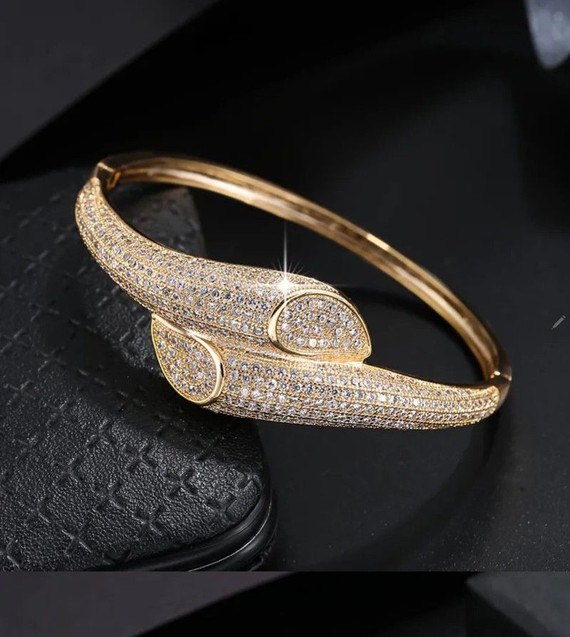 Classic Elegant Pave 18K Gold Plated Cubic Zirconia Bracelet For Women, Anniversary, Engagement, Valentine's Gift 
