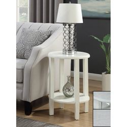 Brand New in Box White Oval Faux Marble Top Wooden End Table