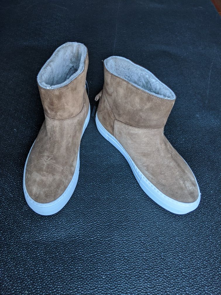 BOEMOS Women's Slip-On Platform Winter Sneakers All Natural Leather and Real Fur Size 39 EUROPEAN, 6.5-7 US Handmade in Italy